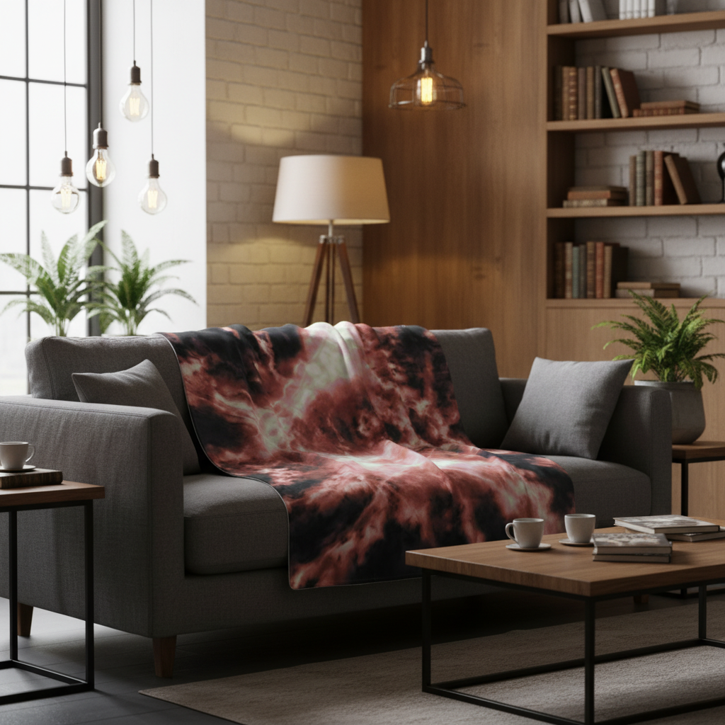 Place my blanket product on one of the couches