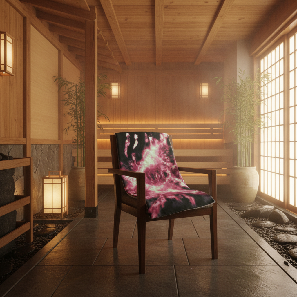replace background with Japanese-styled sauna luxury resort